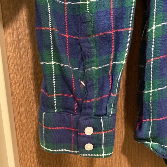 Gap Factory Blue/Green Plaid Boyfriend Fit Drapey Flannel Shirt Size Large - Picture 7 of 15